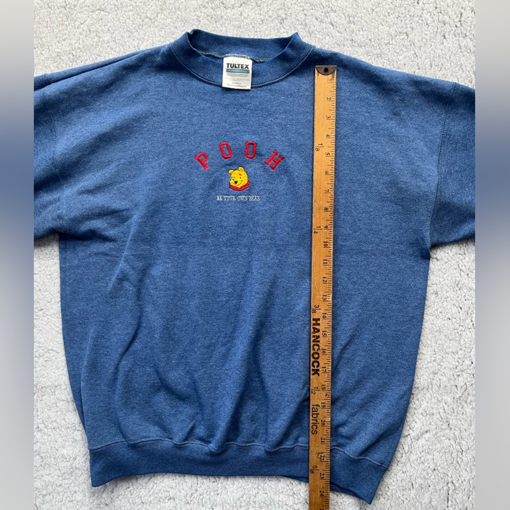 Vintage Tultex Disney Winnie the Pooh Blue Crew Neck Sweatshirt Size M - Picture 5 of 10